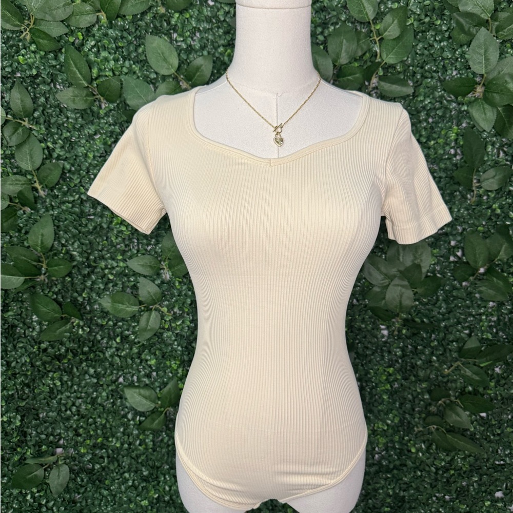 Cream Ribbed Bodysuit